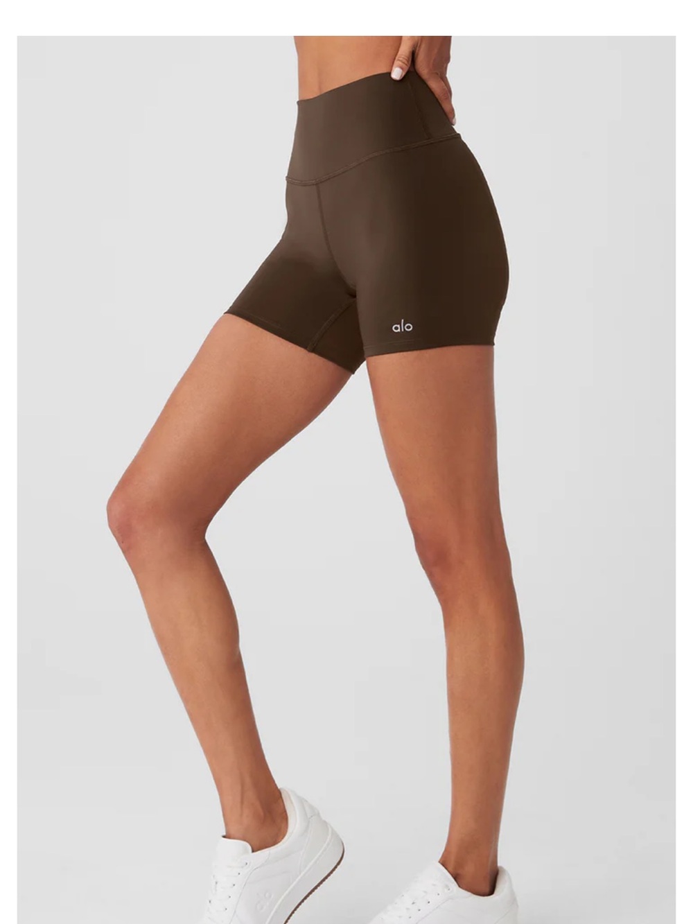 ALO Yoga High-Rise Bike Shorts in Espresso